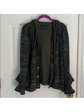 Sanctuary Olive Green Camo Snap-Front Hoodie